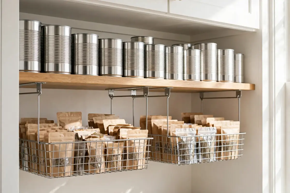 Small pantry storage containers: 06 under shelf baskets