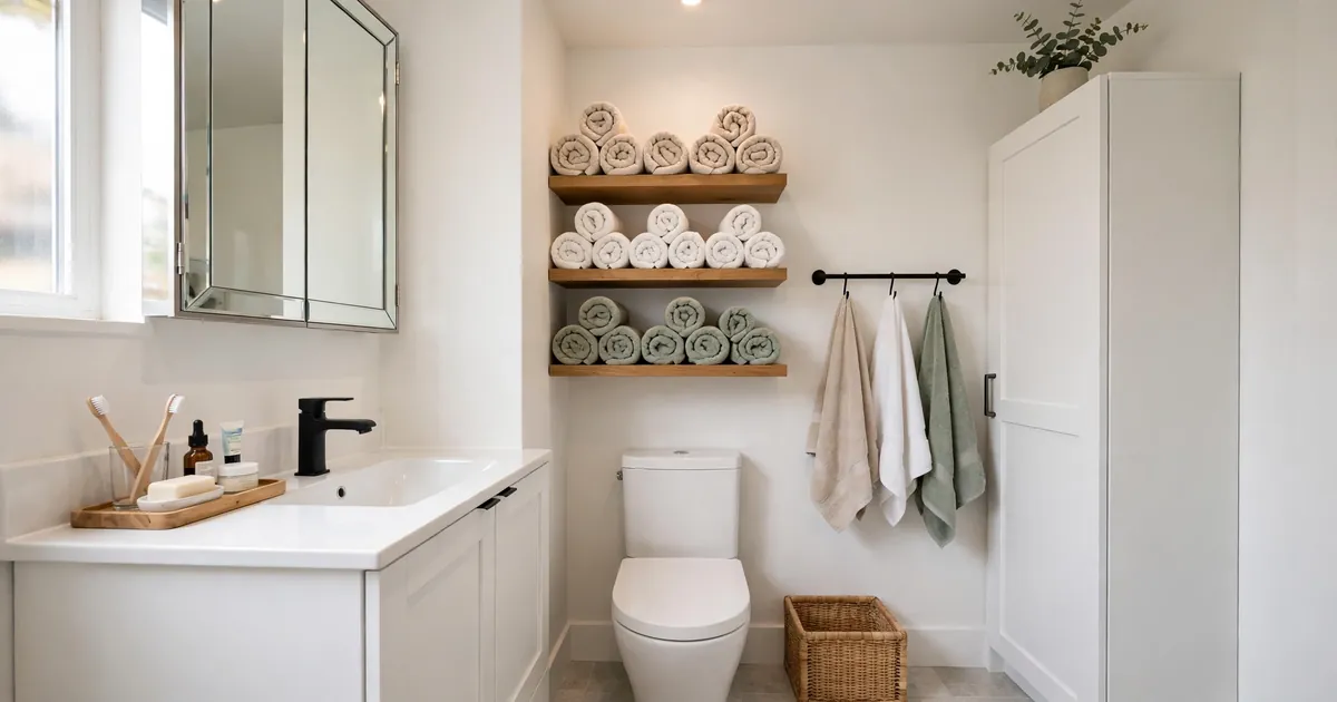 How to design bathroom storage that fits how you actually live in a tidy small bathroom with zones for the sink, shower, toilet, and walls