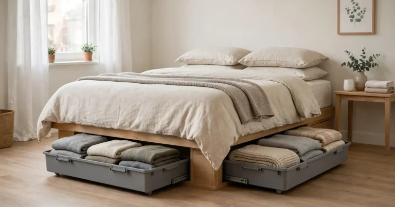 Best under bed storage containers for small apartments: neat low-profile bins sliding out from under a bed
