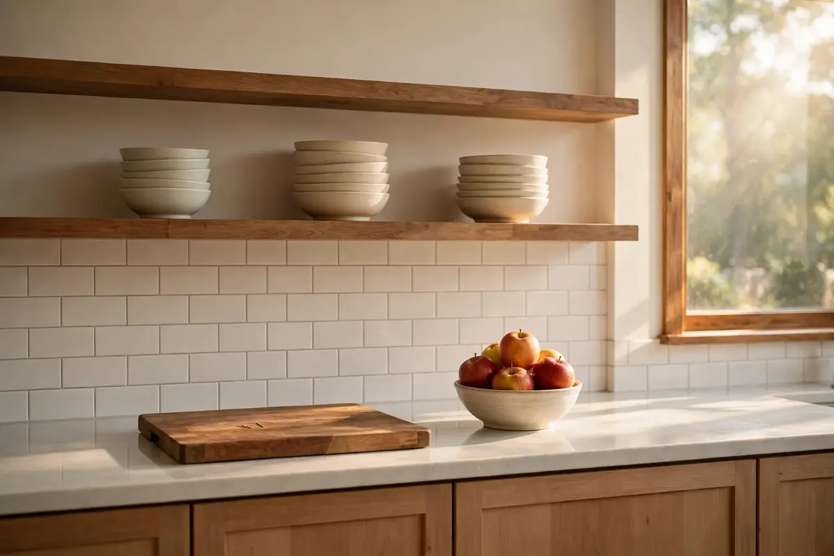 Decluttered kitchen counters cleared for holiday cooking
